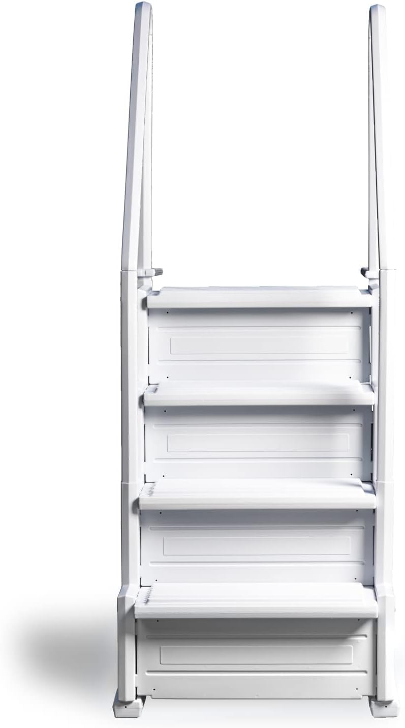 Poolzilla Premium Pool Step Ladder for Above Ground Pools - Deck Mounted Ladder w Double Handrails - for 48’ to 54 in. Above Ground Pools9