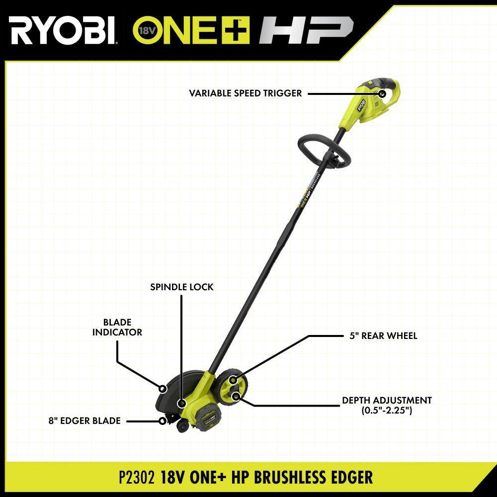 RYOBI P2302BTL ONE+ HP 18V Brushless Edger (Tool Only)3