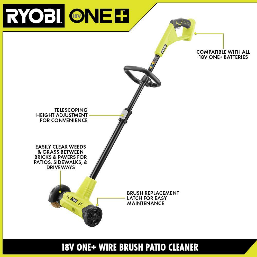 RYOBI P2950 ONE+ 18V Patio Cleaner with Wire Brush Edger with 2.0 Ah Battery and Charger5