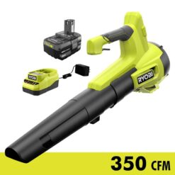 RYOBI PCLLB01K ONE+ 18V 100 MPH 350 CFM Cordless Battery Variable Speed Jet Fan Leaf Blower with 4.0 Ah Battery and Charger