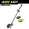 RYOBI RY40780 40V HP Brushless Stick Lawn Edger with 4.0 Ah Battery and Charger