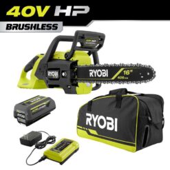 RYOBI RY40HPCW02K-A48CW01 40V HP Brushless 16 in. Battery Chainsaw with Universal Chainsaw Bag, 4.0 Ah Battery and Charger