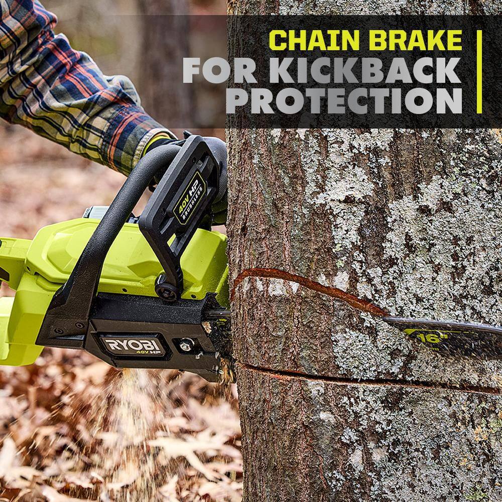 RYOBI RY40HPCW02K-A48CW01 40V HP Brushless 16 in. Battery Chainsaw with Universal Chainsaw Bag, 4.0 Ah Battery and Charger134