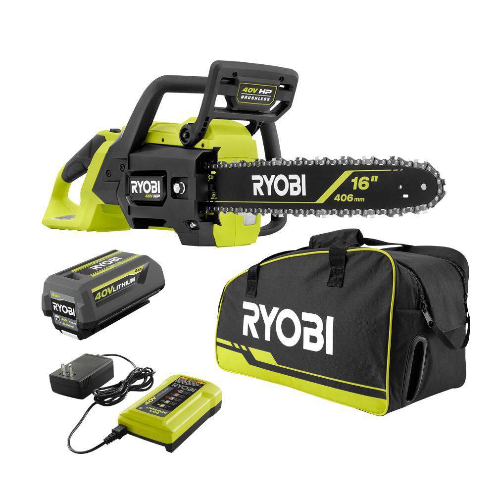 RYOBI RY40HPCW02K-A48CW01 40V HP Brushless 16 in. Battery Chainsaw with Universal Chainsaw Bag, 4.0 Ah Battery and Charger19