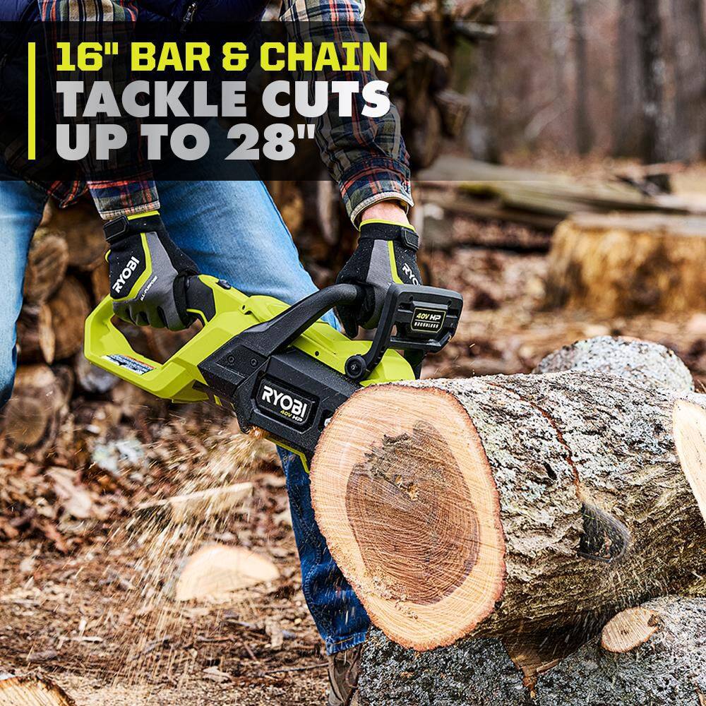 RYOBI RY40HPCW02K-A48CW01 40V HP Brushless 16 in. Battery Chainsaw with Universal Chainsaw Bag, 4.0 Ah Battery and Charger6