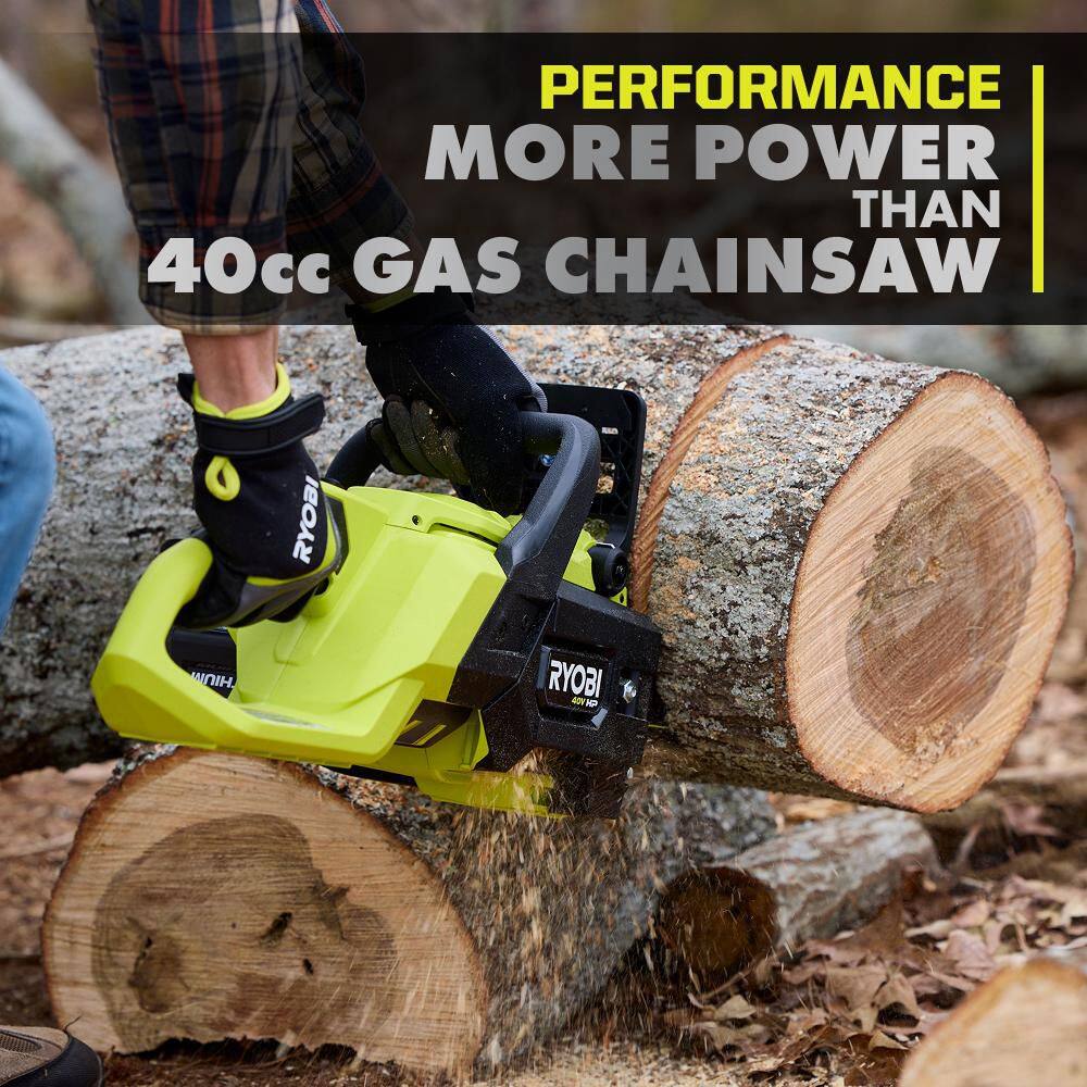 RYOBI RY40HPCW02K-A48CW01 40V HP Brushless 16 in. Battery Chainsaw with Universal Chainsaw Bag, 4.0 Ah Battery and Charger8