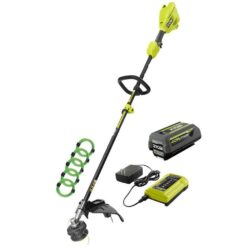 RYOBI RY40ST01K-AC0580PCL 40V 15 in. Expand-It Cordless Battery Attachment Capable String Trimmer &. 080 Pre-Cut Line w/ 4.0 Ah Battery & Charger