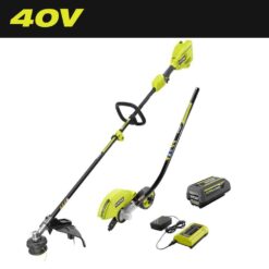 RYOBI RY40ST01K-RYEDG 40V 15 in. Expand-It Cordless Battery Attachment Capable String Trimmer & Edger with 4.0 Ah Battery and Charger