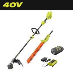 RYOBI RY40ST01K-RYHDG 40V 15 in. Expand-It Cordless Battery Attachment Capable String Trimmer & Hedge Trimmer with 4.0 Ah Battery and Charger