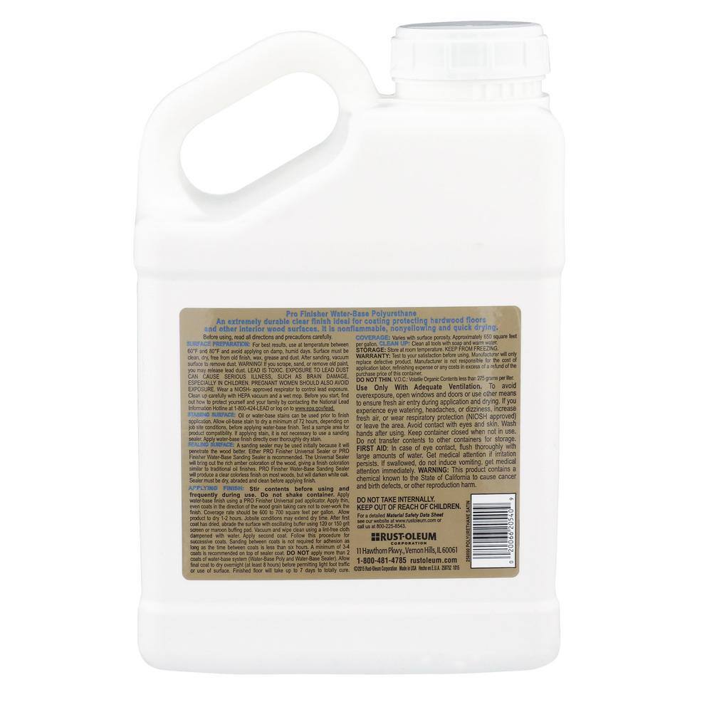 Rust-Oleum Parks 258690 Pro Finisher 1 gal. Crystal Clear Satin Water-Based Polyurethane for Floors (4-Pack)4