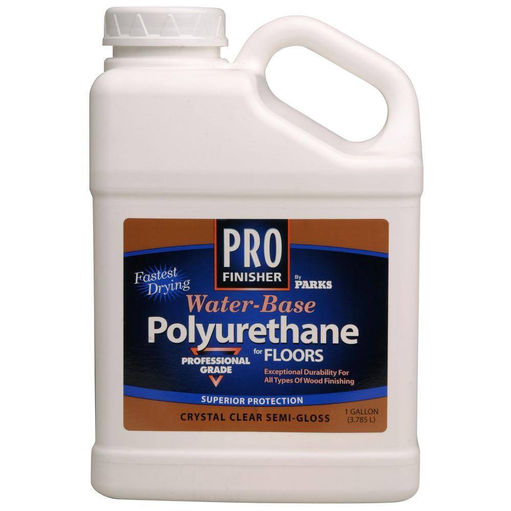 Rust-Oleum Parks 258691 Pro Finisher 1 gal. Clear Semi-Gloss Water-Based Polyurethane for Floors (4-Pack) Rust-Oleum Parks 258691 Pro Finisher 1 gal. Clear Semi-Gloss Water-Based Polyurethane for Floors (4-Pack)