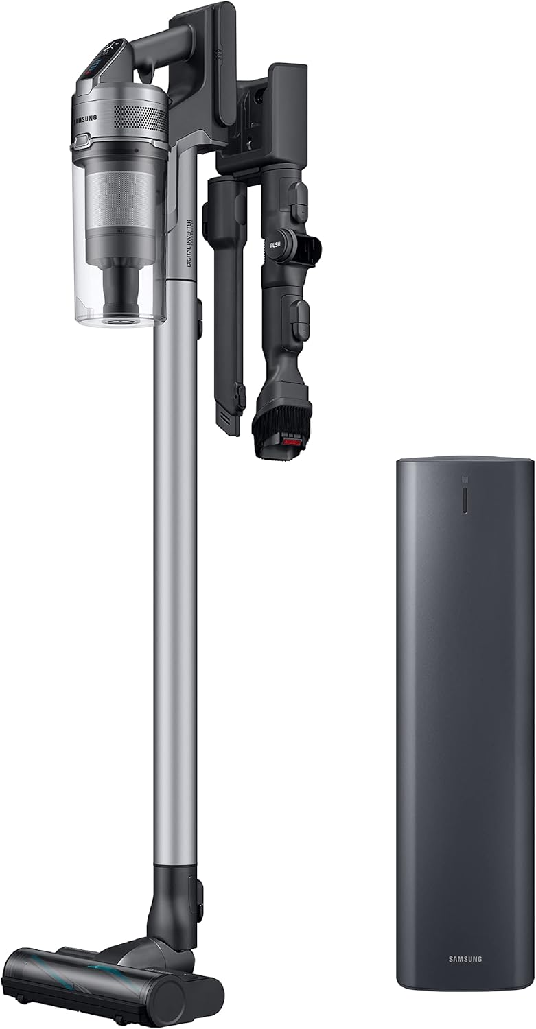 SAMSUNG Jet 75 Complete Cordless Stick Vacuum Cleaner w Clean Station, Removable Battery, Lightweight, Powerful Cleaning for Hardwood Floors, Carpets, Area Rugs, VS20T7551P5 AA, Silver SAMSUNG Jet 75 Complete Cordless Stick Vacuum Cleaner w/ Clean Station, Removable Battery, Lightweight, Powerful Cleaning for Hardwood Floors, Carpets, Area Rugs, VS20T7551P5/AA, Silver