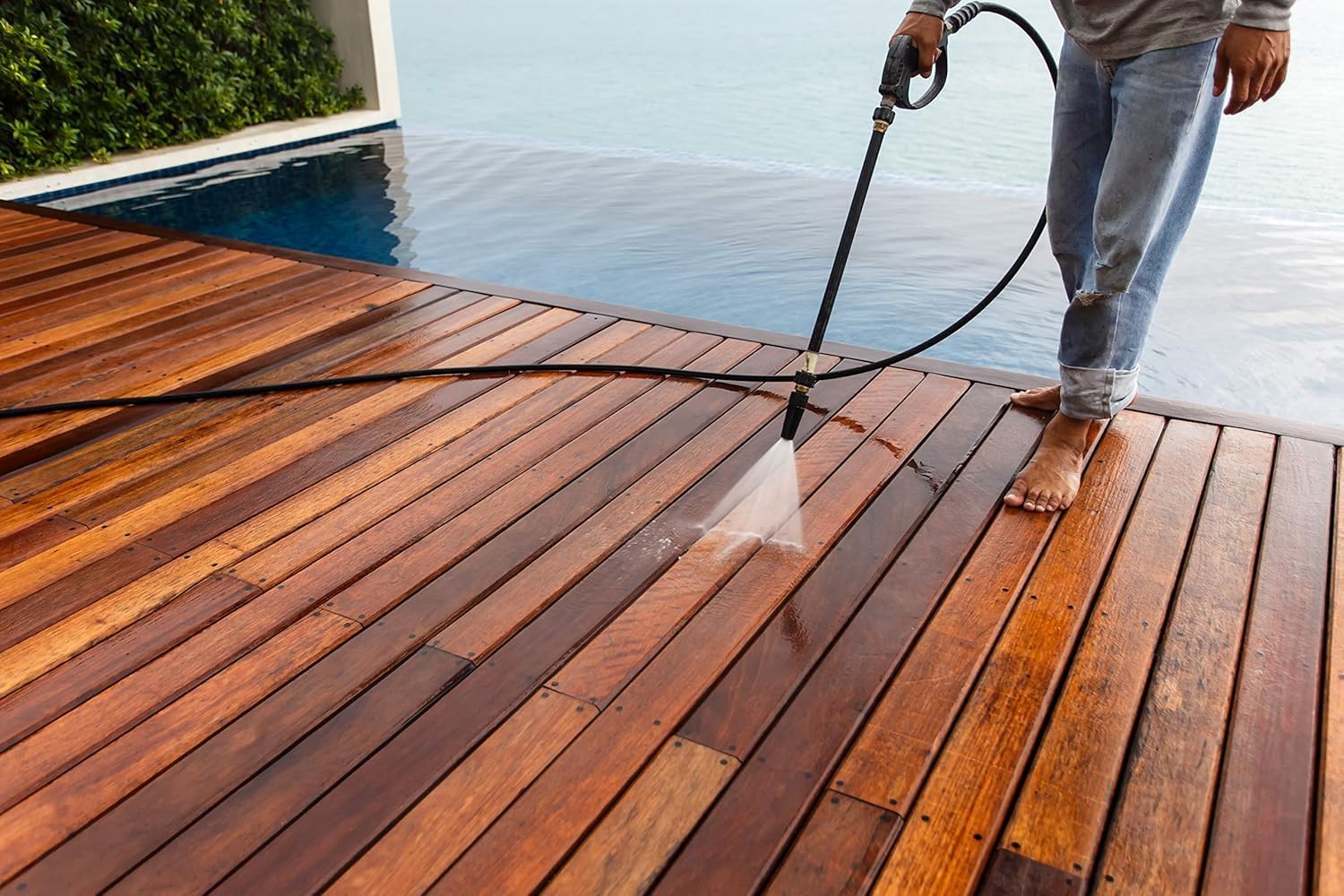 SEAL-ONCE Marine Ready Mix - 2 Gallon Penetrating Wood Sealer Waterproofer & Stain (Bronze Cedar). Water-Based, Ultra-Low VOC Formula for high-Moisture Areas to Protect Wood Docks, Decks & Piers.-=