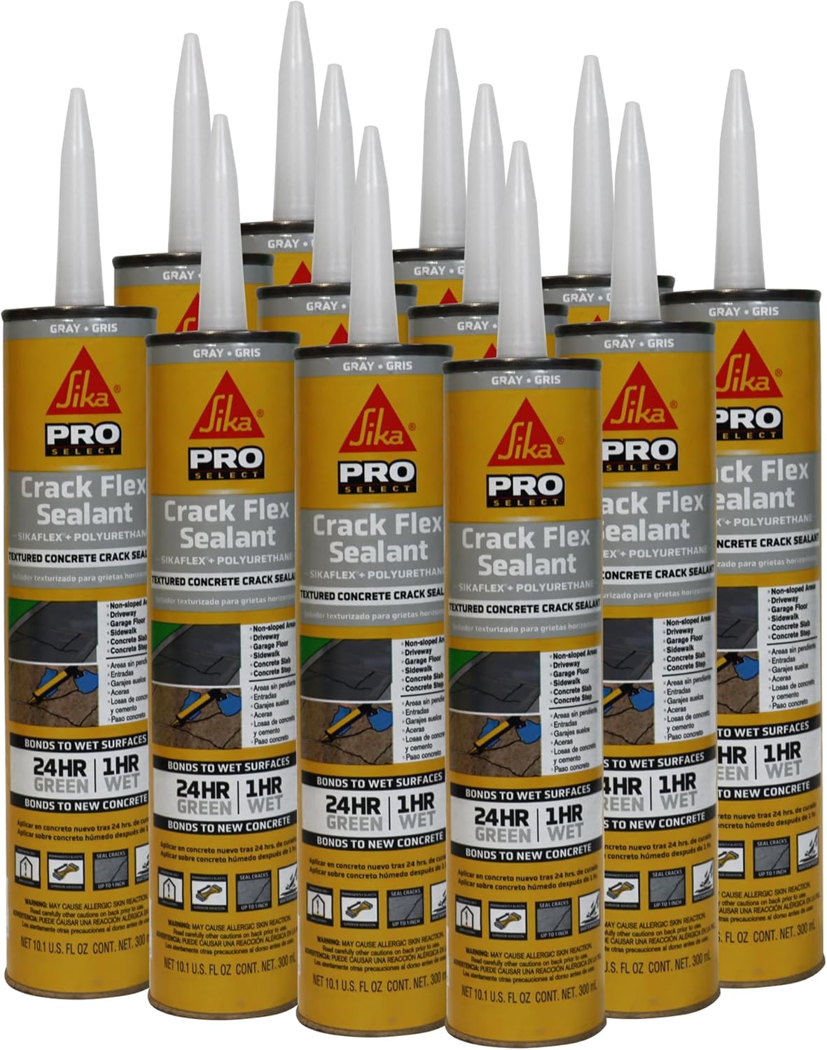 SIKA Sikaflex Crack Flex Sealant - Gray, High-Performance Polyurethane, Self-Leveling, Textured - Waterproof Seal for Horizontal Cracks - 10.1 fl. oz (Pack of 12) SIKA Sikaflex Crack Flex Sealant - Gray, High-Performance Polyurethane, Self-Leveling, Textured - Waterproof Seal for Horizontal Cracks - 10.1 fl. oz (Pack of 12)