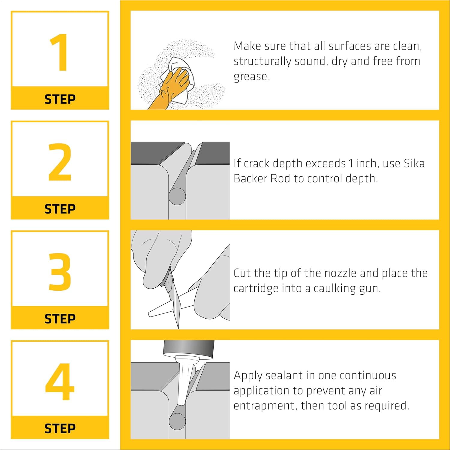 SIKA Sikaflex Crack Flex Sealant - Gray, High-Performance Polyurethane, Self-Leveling, Textured - Waterproof Seal for Horizontal Cracks - 10.1 fl. oz (Pack of 12)`1