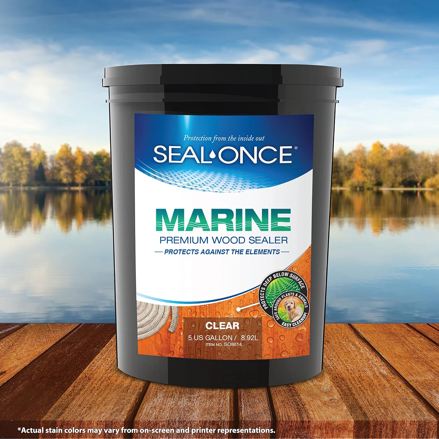 Seal-Once Marine Premium Wood Sealer - Waterproof Sealant - Wood Stain and Sealer in One - 5 Gallon & Clear8