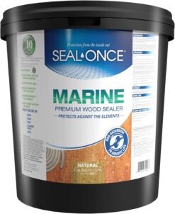 Seal-Once Marine Premium Wood Sealer - Waterproof Sealant - Wood Stain and Sealer in One - 5 Gallon & Natural