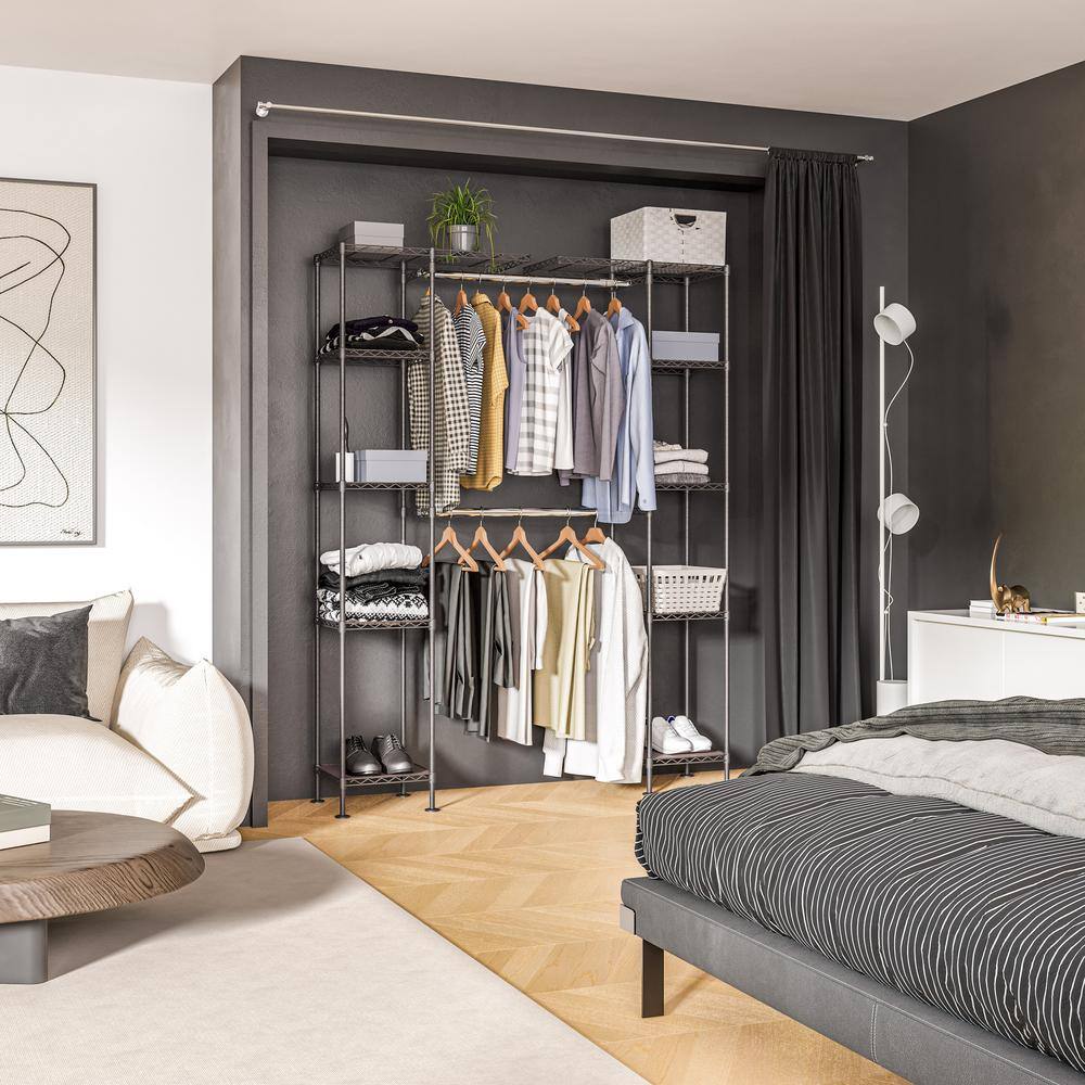 Seville Classics SHE05814B Satin Bronze Expandable Closet Organizer System1