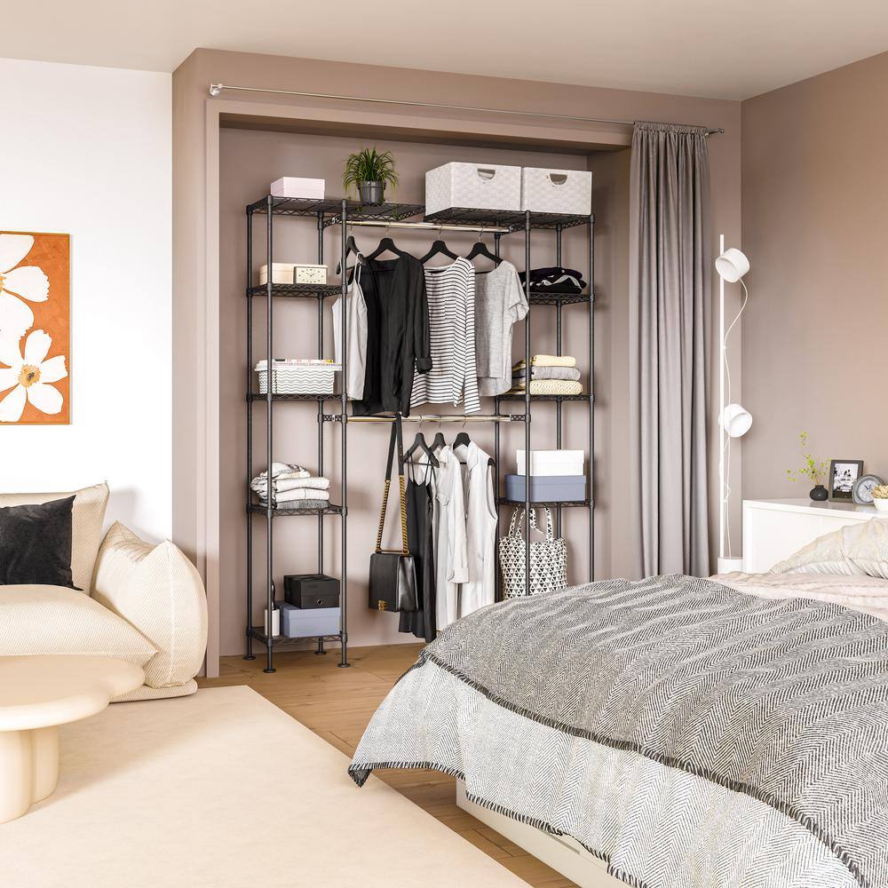 Seville Classics SHE05814B Satin Bronze Expandable Closet Organizer System14