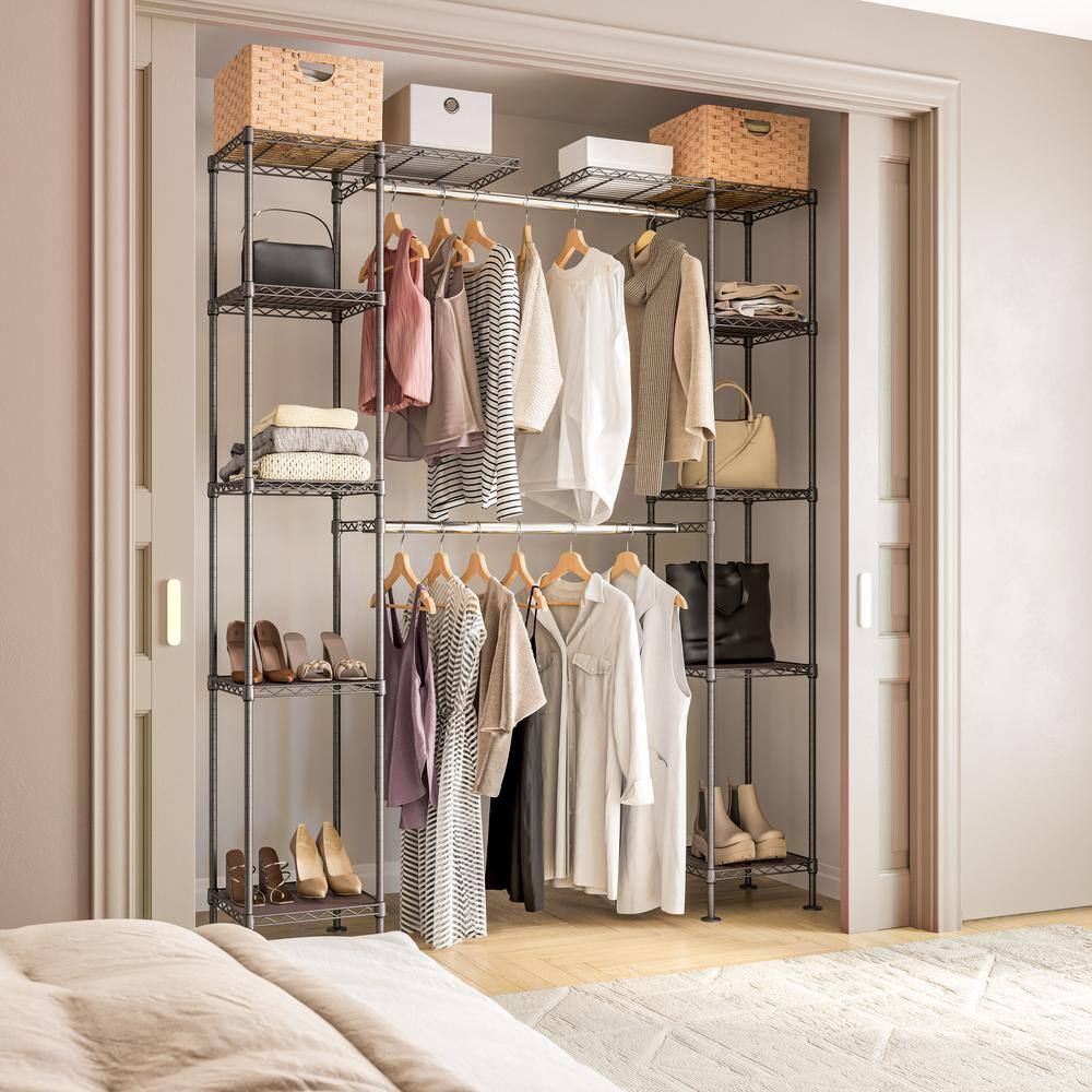 Seville Classics SHE05814B Satin Bronze Expandable Closet Organizer System2