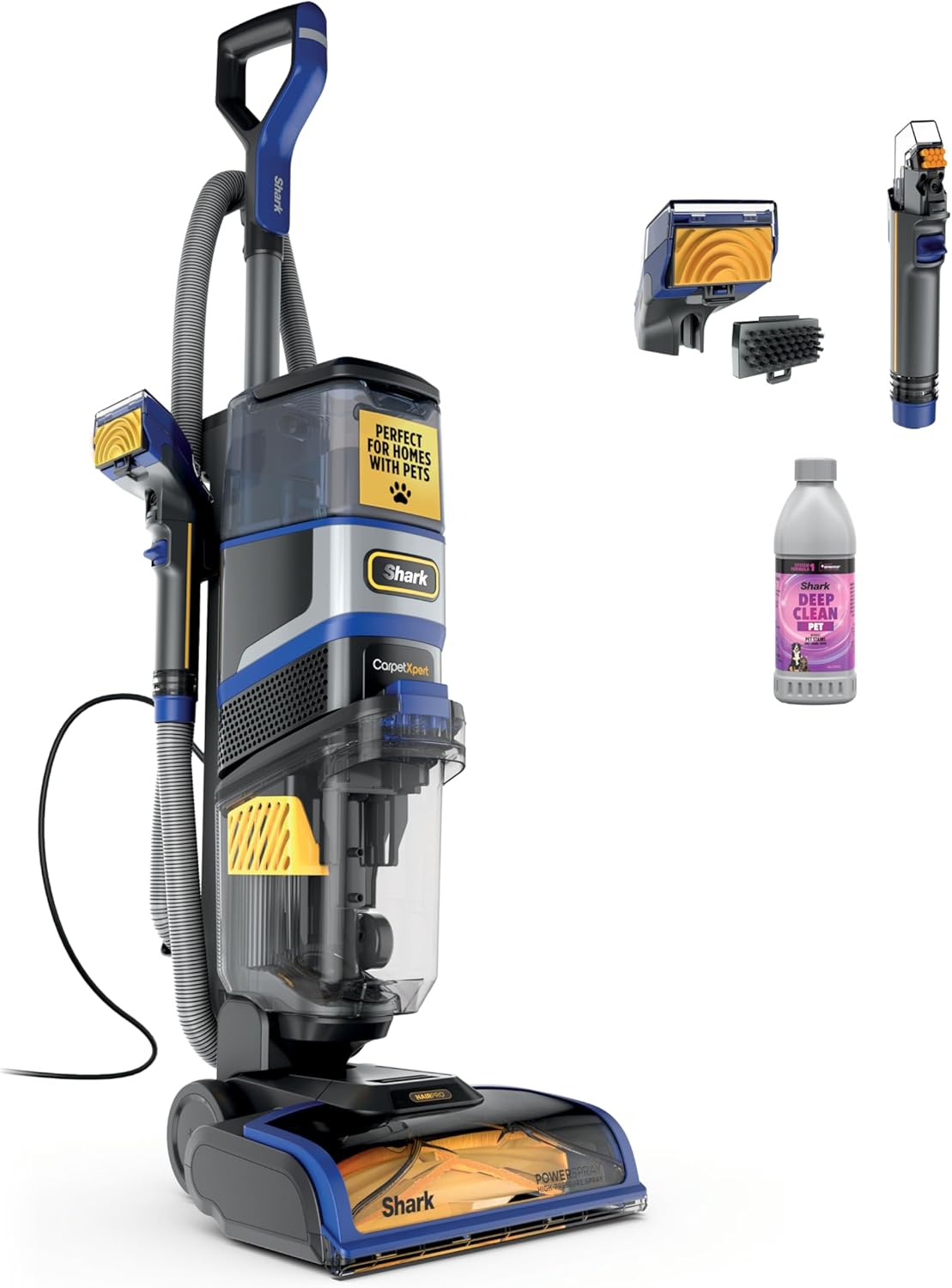 Shark CarpetXpert HairPro Upright Carpet, Area Rug & Upholstery Cleaner with Spot & Stain Remover, Perfect for Pets, Carpet Shampooer, 2 Cleaning Tools, Pet Cleaning Solution, Cobalt, EX251BRN Shark CarpetXpert HairPro Upright Carpet, Area Rug & Upholstery Cleaner with Spot & Stain Remover, Perfect for Pets, Carpet Shampooer, 2 Cleaning Tools, Pet Cleaning Solution, Cobalt, EX251BRN