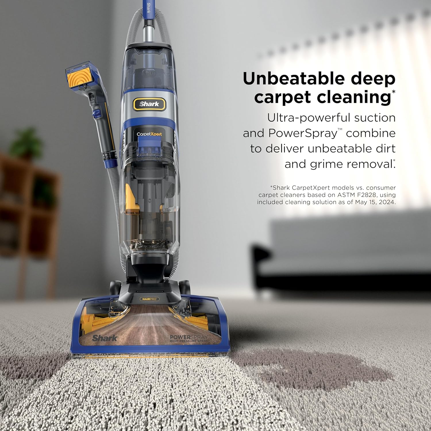 Shark CarpetXpert HairPro Upright Carpet, Area Rug & Upholstery Cleaner with Spot & Stain Remover, Perfect for Pets, Carpet Shampooer, 2 Cleaning Tools, Pet Cleaning Solution, Cobalt, EX251BRN1
