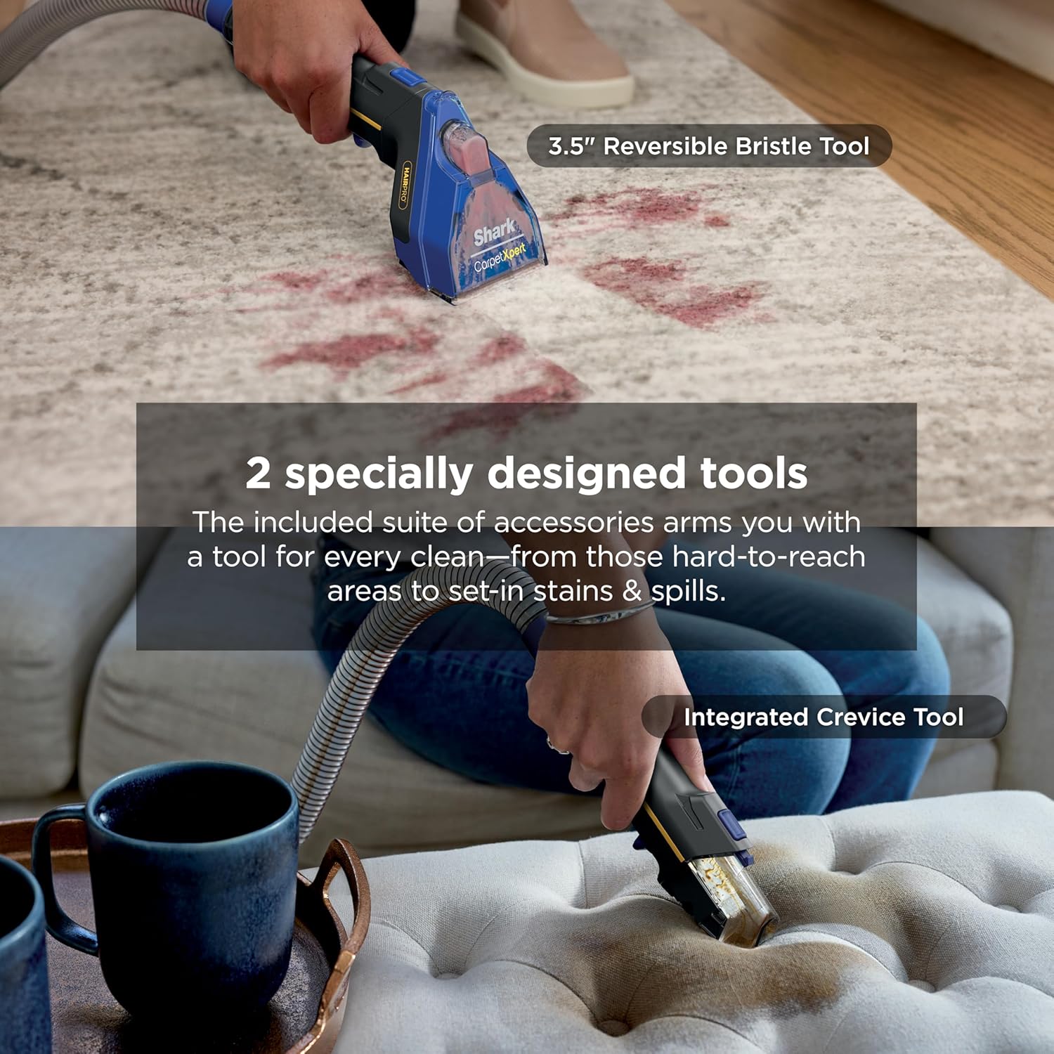Shark CarpetXpert HairPro Upright Carpet, Area Rug & Upholstery Cleaner with Spot & Stain Remover, Perfect for Pets, Carpet Shampooer, 2 Cleaning Tools, Pet Cleaning Solution, Cobalt, EX251BRN7