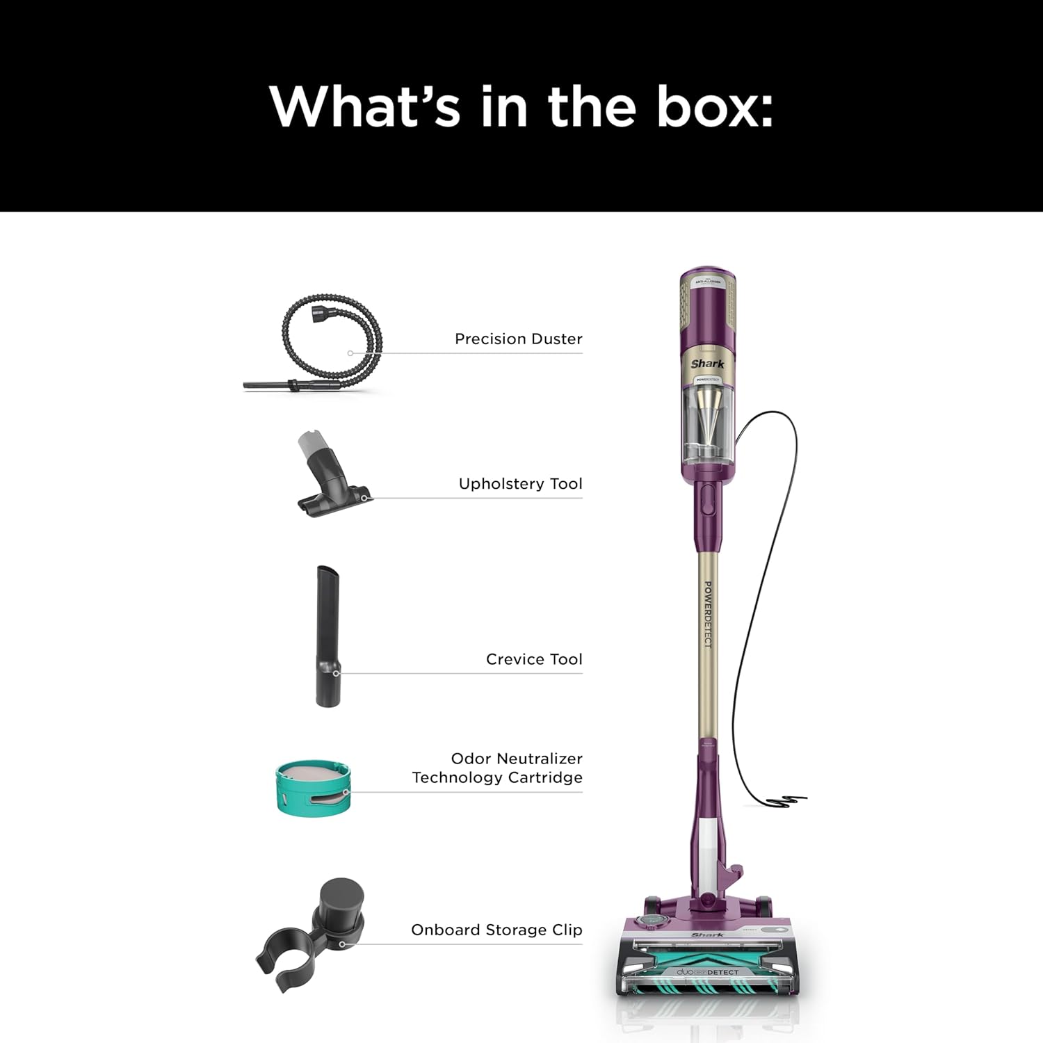 Shark POWERDETECT Ultra-Light Corded Stick Vacuum with DuoClean Technology, Self-Cleaning Brushroll for No Hair Wrap, Anti-Allergen Complete Seal, and Odor Neutralizer Technology, Purple, HZ4001AMZ1-