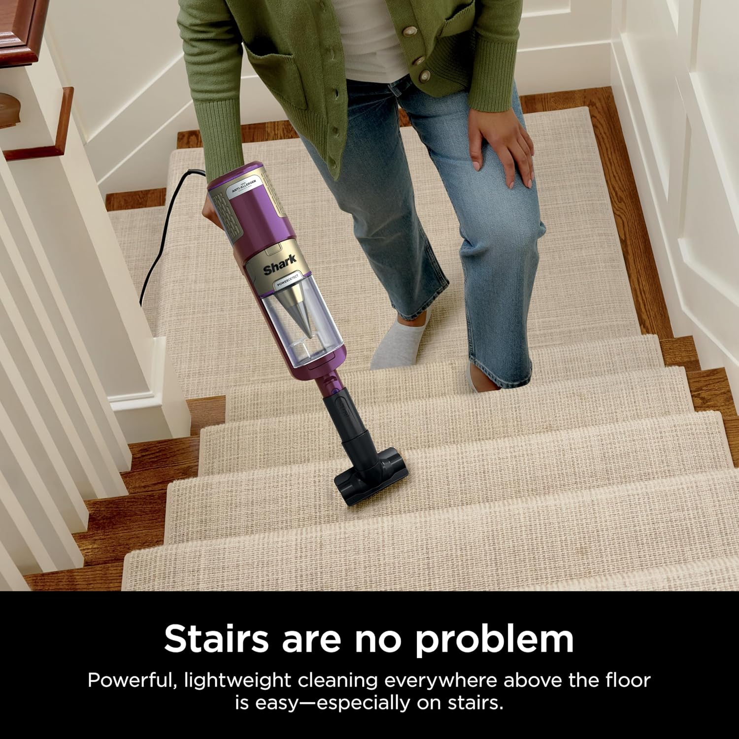 Shark POWERDETECT Ultra-Light Corded Stick Vacuum with DuoClean Technology, Self-Cleaning Brushroll for No Hair Wrap, Anti-Allergen Complete Seal, and Odor Neutralizer Technology, Purple, HZ4001AMZ11