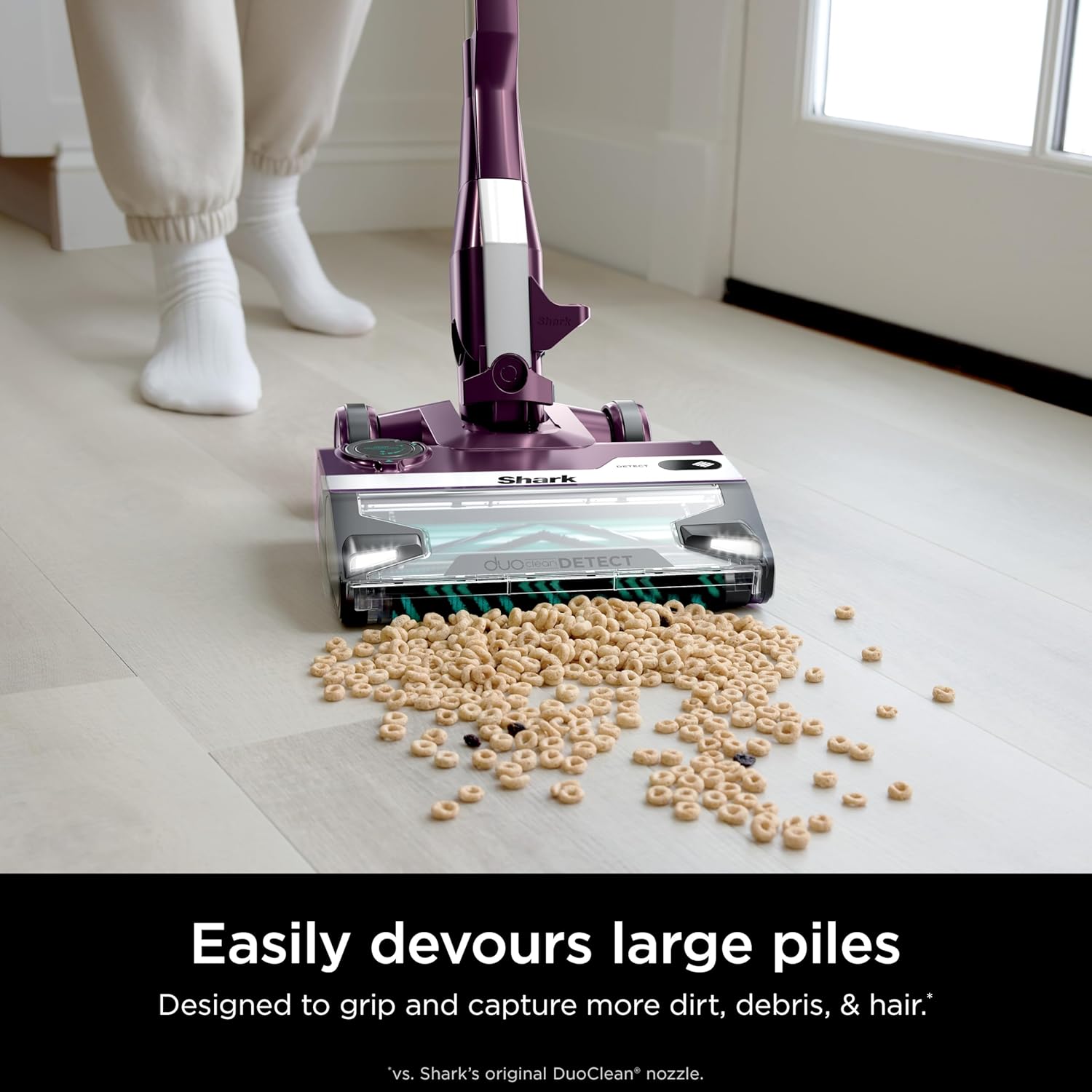 Shark POWERDETECT Ultra-Light Corded Stick Vacuum with DuoClean Technology, Self-Cleaning Brushroll for No Hair Wrap, Anti-Allergen Complete Seal, and Odor Neutralizer Technology, Purple, HZ4001AMZ12