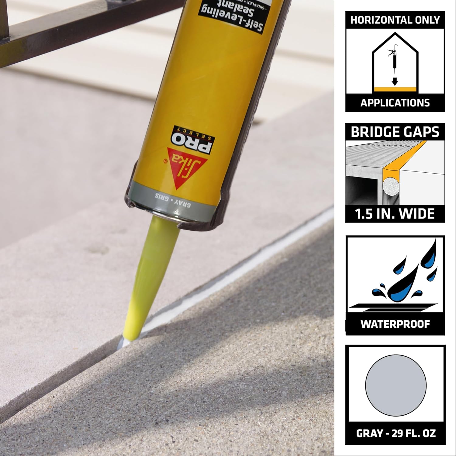 Sikaflex Self Leveling Sealant, Gray, Polyurethane with an Accelerated Curing Capacity for Sealing Horizontal Expansion Joints in Concrete, 29 fl. oz Cartridge, 12 Pack4