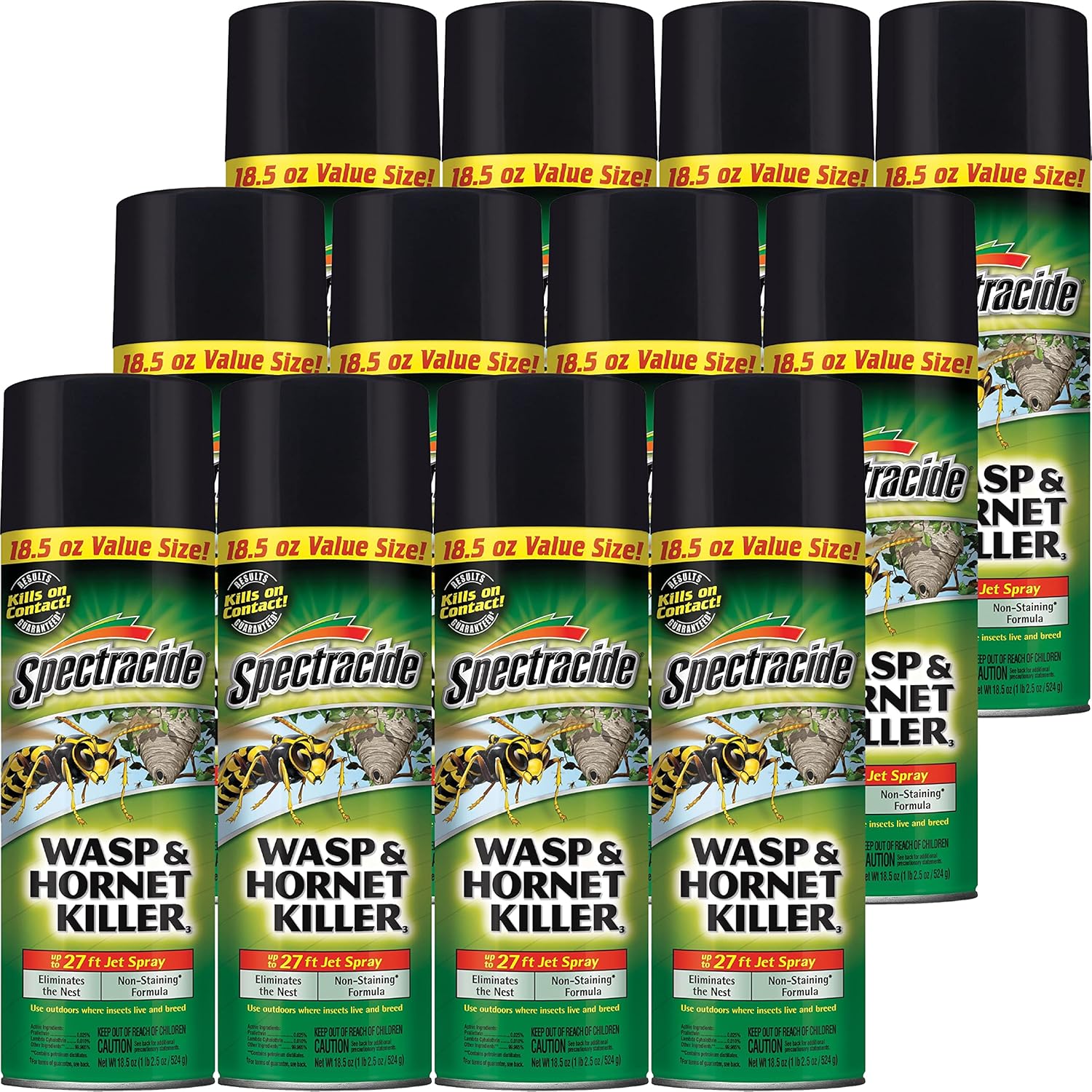 Spectracide Wasp & Hornet Killer Aerosol Kills Wasps, Hornets And Yellow Jackets On Contact & Eliminates The Nest, 12 Pack Spectracide Wasp & Hornet Killer Aerosol Kills Wasps, Hornets And Yellow Jackets On Contact & Eliminates The Nest, 12 Pack