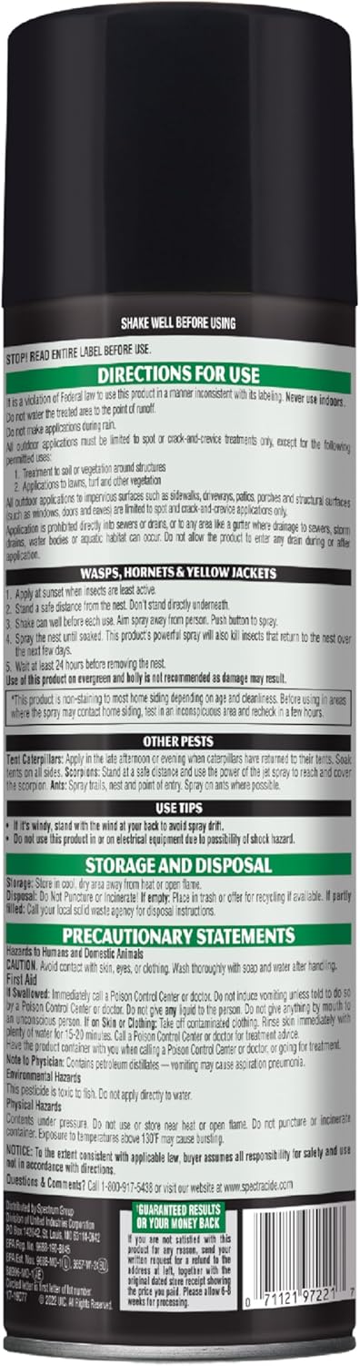 Spectracide Wasp & Hornet Killer Aerosol Kills Wasps, Hornets And Yellow Jackets On Contact & Eliminates The Nest, 12 Pack6