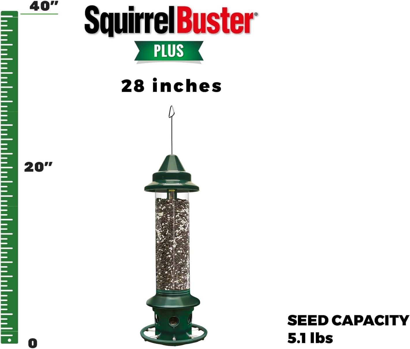 Squirrel Buster Plus Squirrel-proof Bird Feeder w Cardinal Ring and 6 Feeding Ports, 5.1-pound Seed Capacity, Adjustable, Pole-mountable (POLE ADAPTOR SOLD SEPARATELY), Green17