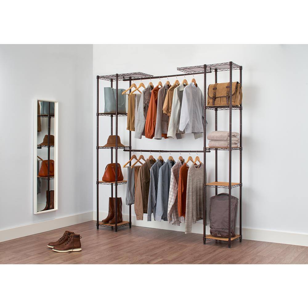 TRINITY TBFPBR-2701 14 in. D x 76 in. W x 84 in. H Chrome Expandable Wire Closet System Organizer TRINITY TBFPBR-2701 14 in. D x 76 in. W x 84 in. H Chrome Expandable Wire Closet System Organizer