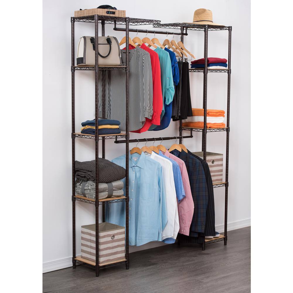 TRINITY TBFPBR-2701 14 in. D x 76 in. W x 84 in. H Chrome Expandable Wire Closet System Organizer2
