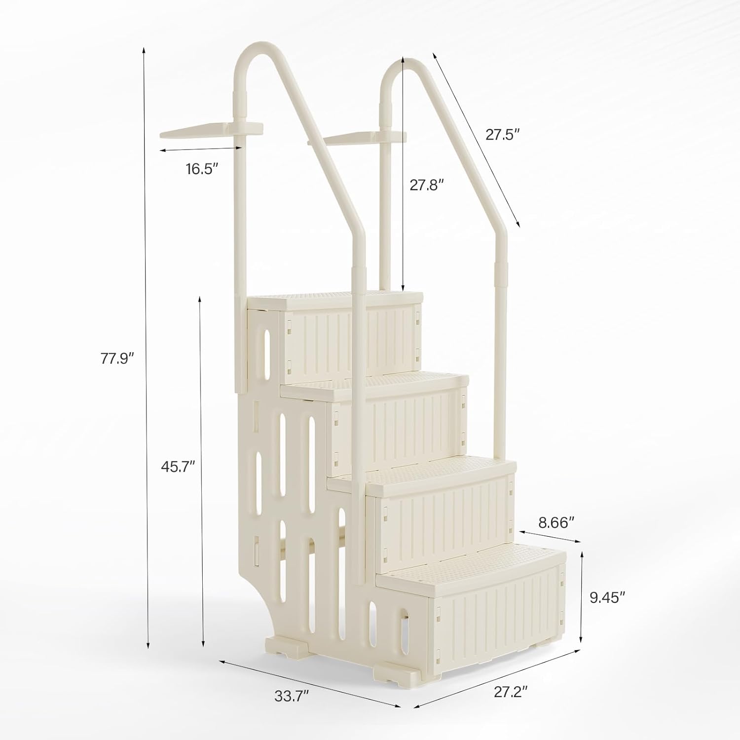 VINGLI Pool Ladder Heavy-Duty Safety Step for Above Ground Pools Stair Entry System with Handrails, White and Grey (White, 4 Steps)8