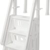 Vinyl Works 24 Inch in Pool Step Ladder, Adjustable Stair Entry System with Handrails and Non-Slip Surface for Above Ground Swimming Pools, White