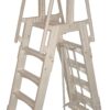 Vinyl Works SLA A-Frame 48-56 Inch Adjustable Above Ground Swimming Pool Ladder Entry System with Slide Lock Barrier and Handrails, Taupe