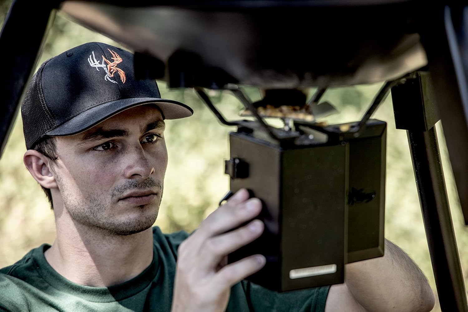 WILDGAME INNOVATIONS Quick-Set 225 lb Game Feeder with Digital Timer Durable Tripod Corn Pellet Hunting Feeder with 1-4 Available Feed Times & 30-feet Radius1
