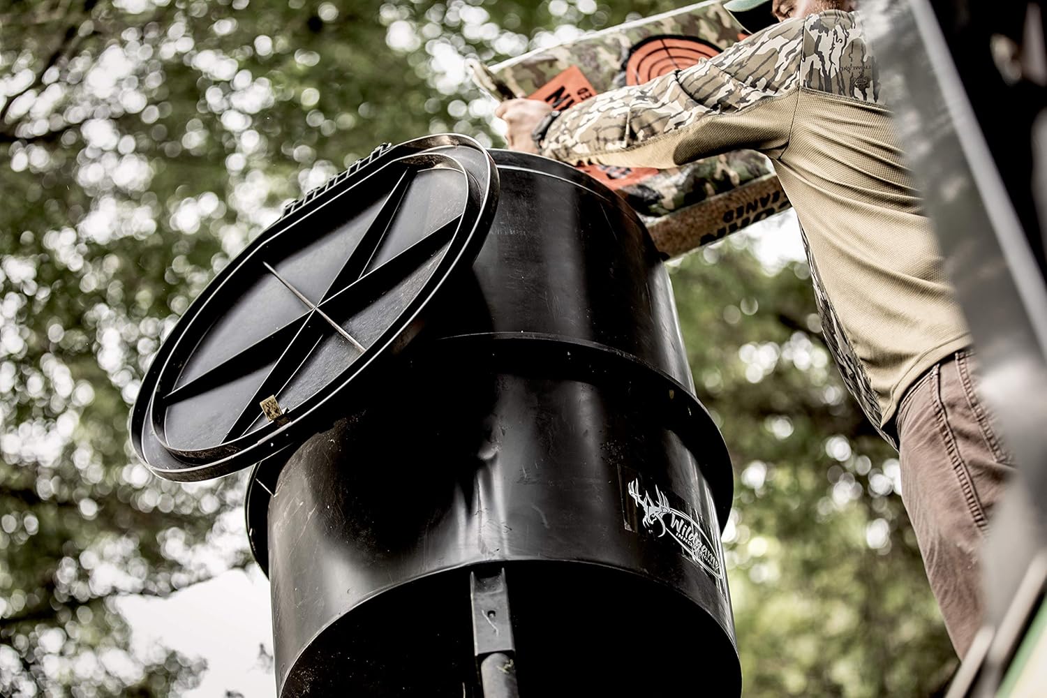 WILDGAME INNOVATIONS Quick-Set 225 lb Game Feeder with Digital Timer Durable Tripod Corn Pellet Hunting Feeder with 1-4 Available Feed Times & 30-feet Radius9