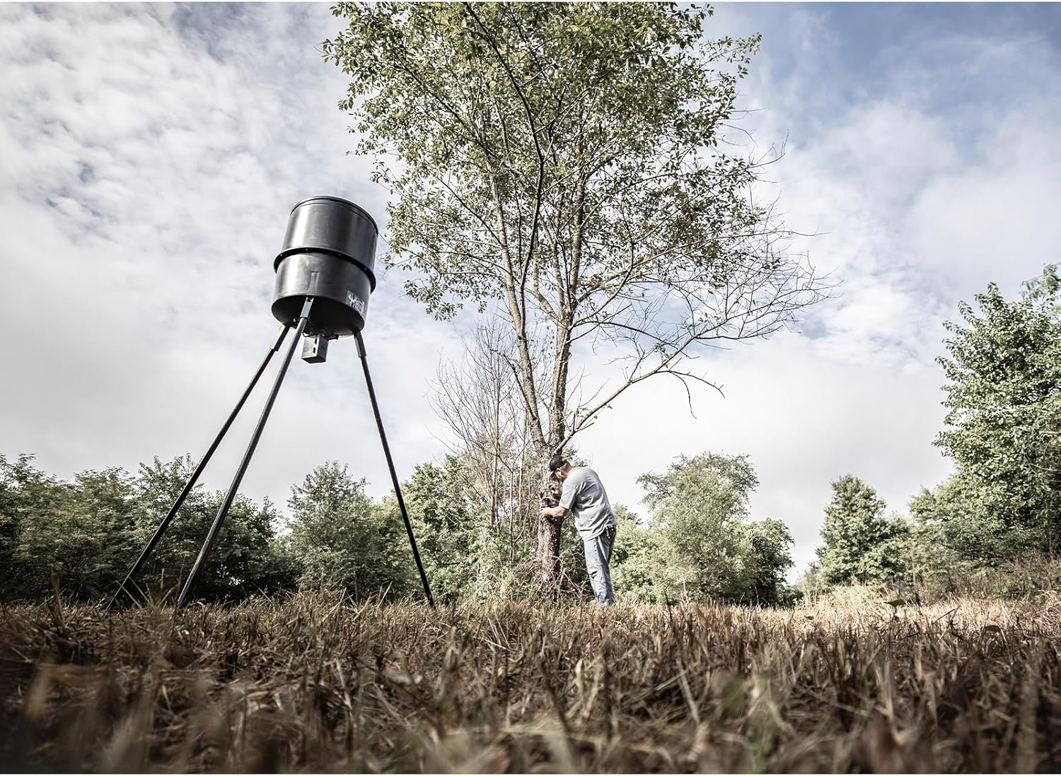 WILDGAME INNOVATIONS Quick-Set 270 lb Game Feeder with Digital Timer Durable Tripod Corn Pellet Hunting Feeder with 1-4 Available Feed Times & 30-feet Radius-0