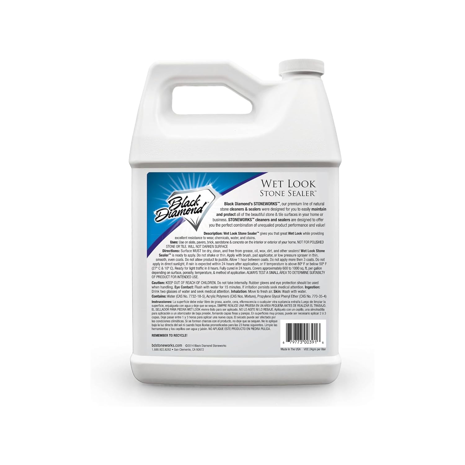 Wet Look Natural Stone Sealer. Durable, Long-Lasting Gloss Protection. Interior and Exterior Pavers, Slate, Sandstone, Travertine, Flagstone, Driveways, Garage Floors, etc. Black Diamond Stoneworks.1