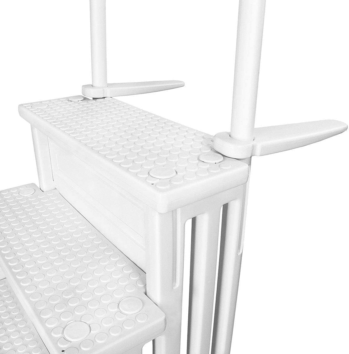 XtremepowerUS 4-Step Above Ground Swimming Pool Ladder Step to Deck Mounted Step Ladder W Double Handle Rail Slip Prevent 48 to 54 inch, White0-