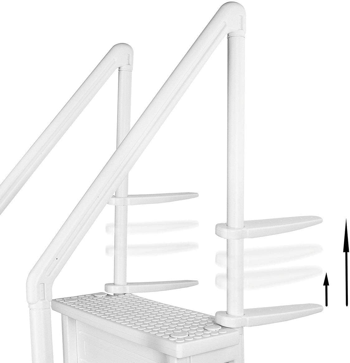 XtremepowerUS 4-Step Above Ground Swimming Pool Ladder Step to Deck Mounted Step Ladder W Double Handle Rail Slip Prevent 48 to 54 inch, White12