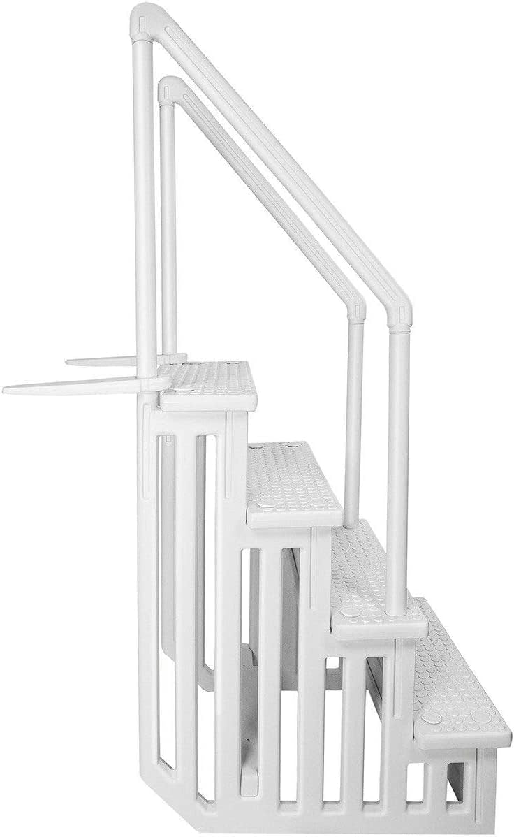 XtremepowerUS 4-Step Above Ground Swimming Pool Ladder Step to Deck Mounted Step Ladder W Double Handle Rail Slip Prevent 48 to 54 inch, White2 XtremepowerUS 4-Step Above Ground Swimming Pool Ladder Step to Deck Mounted Step Ladder W/Double Handle Rail Slip Prevent 48" to 54" inch, White