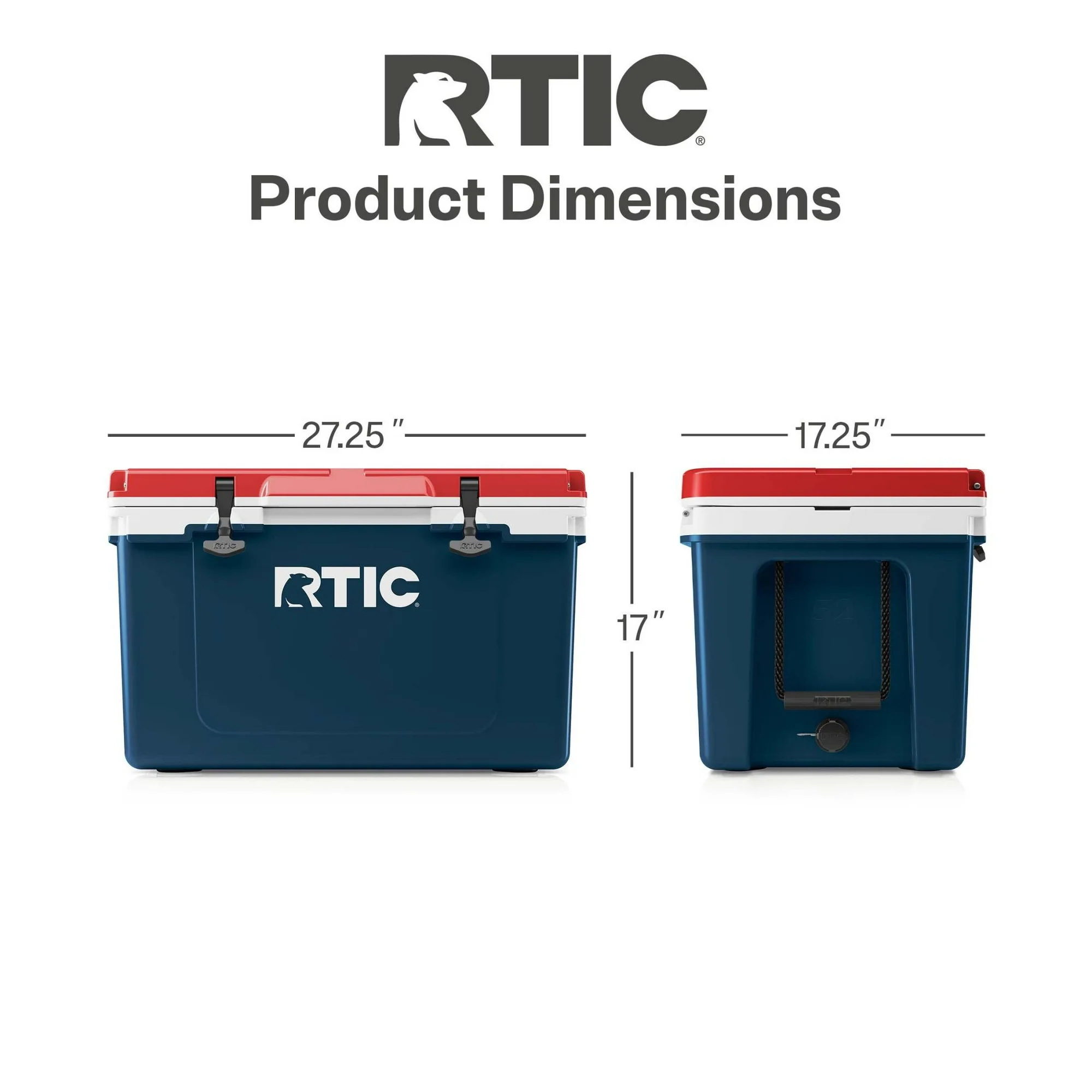 RTIC 52 QT Ultra-Light Hard-Sided Ice Chest Cooler, Fits 76 Cans, Patriot 4