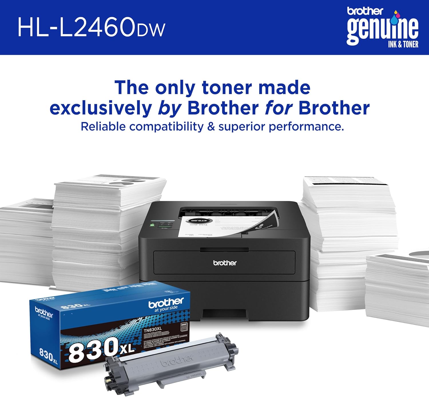 Brother HL-L2460DW Wireless Compact Monochrome Laser Printer with Duplex, Mobile Printing 3