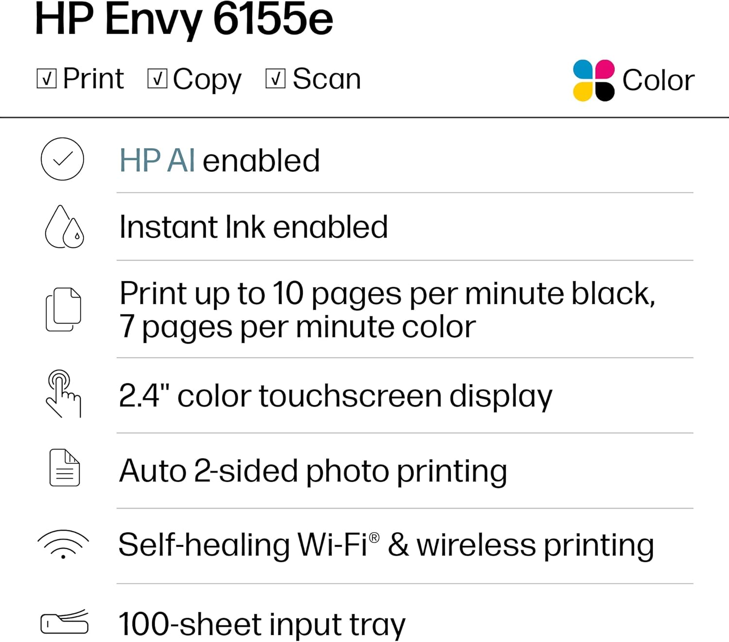 HP 714L5A Envy 6155e Wireless All-in-One Color Inkjet Printer, Portobello, Print, scan, copy, Duplex printing Best-for-home 1