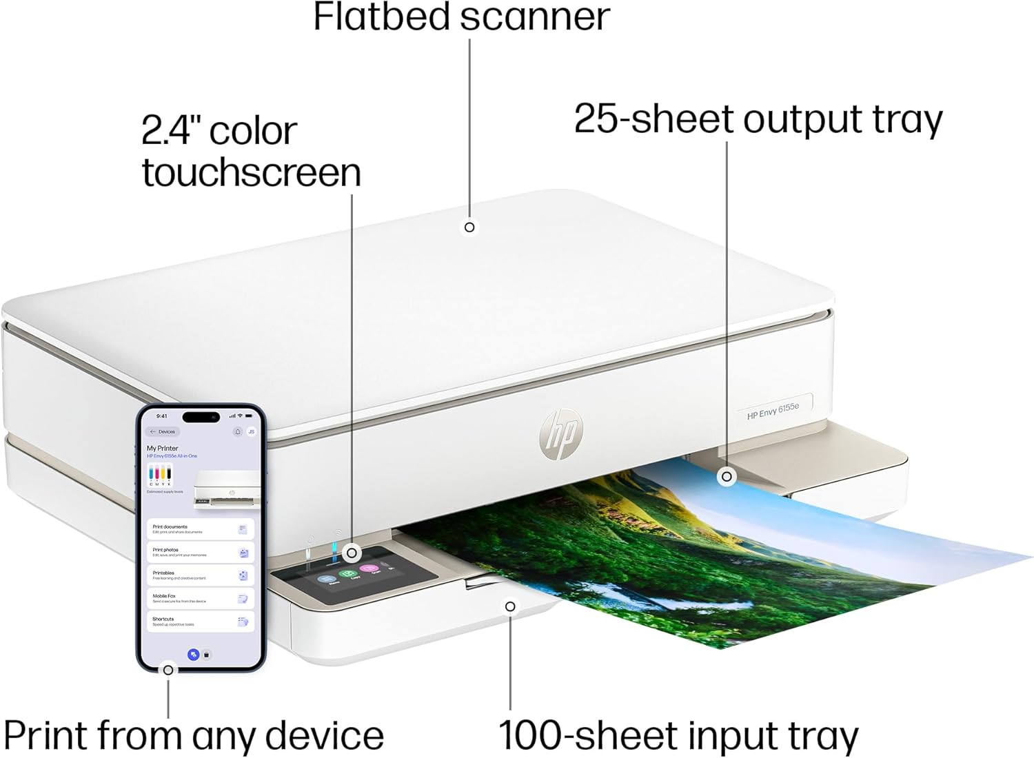 HP 714L5A Envy 6155e Wireless All-in-One Color Inkjet Printer, Portobello, Print, scan, copy, Duplex printing Best-for-home 3
